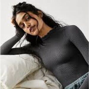 Intimately Free People Charcoal Gray Mock Neck Bodysuit Size XS